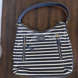 Kate Spade shoulder purse navy/white stipes